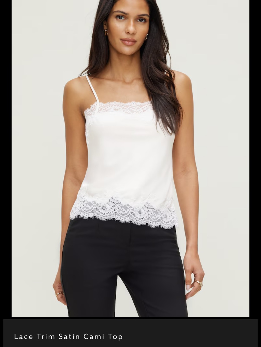 Dynamite White Lace Trim Satin Cami Top
